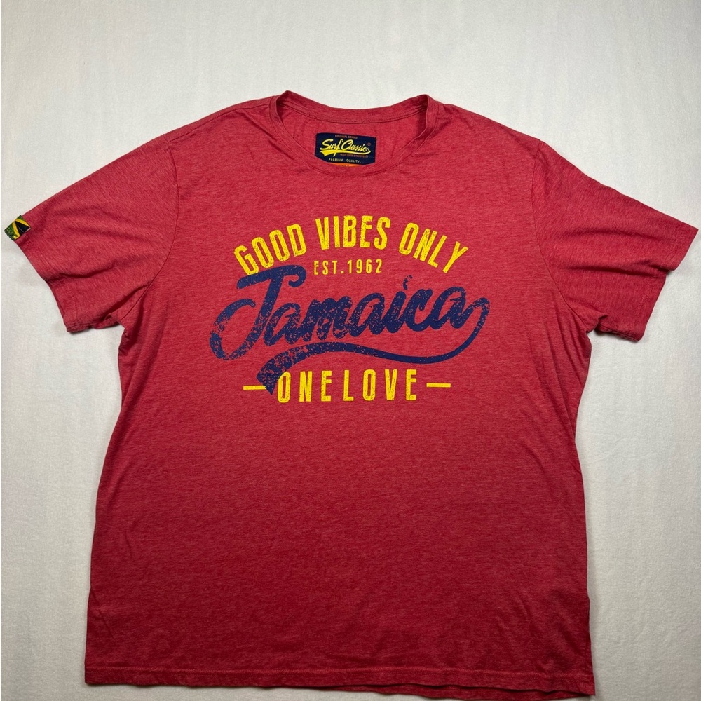 Classic Red Short Sleeve 'Jamaica One Love' Graphic Tee
